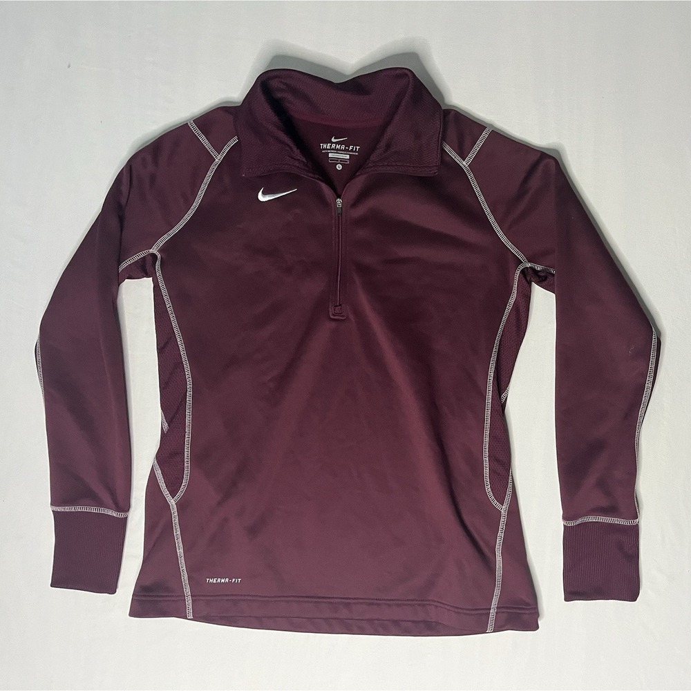 Nike  1/4 Zip Performance Thermal Pullover Top Women's SZ Large Burgundy 379185